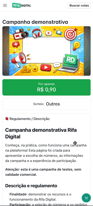 Demonstração animada do segundo modelo de página da campanha